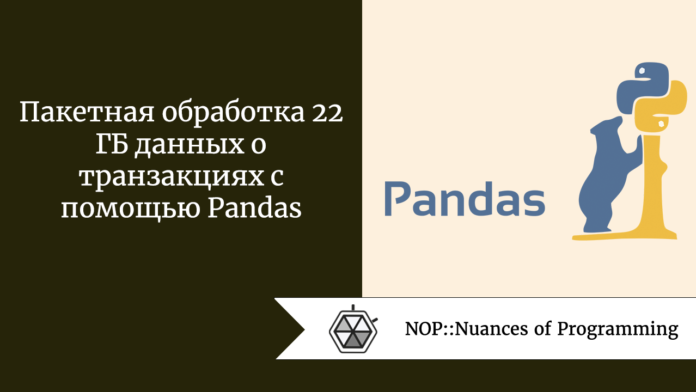 Пакетная обработка 22 ГБ данных о транзакциях с помощью Pandas